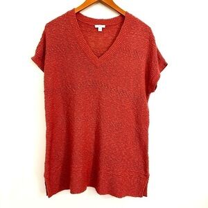 J. Jill Burnt Orange Short Sleeve Sweater Split Hem Size Medium